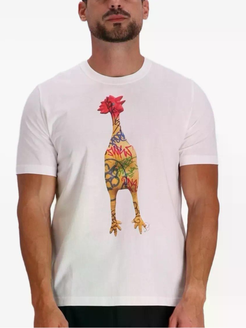 PS Paul Smith Men's Graffiti Rubber Chicken Tee in White - Size Medium